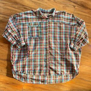 Urban Outfitters Oversized Bryce Plaid Longline Button Down Shirt Small